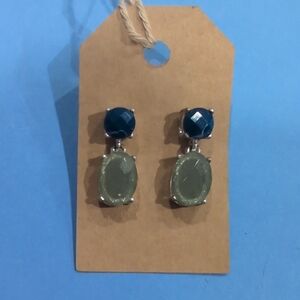 Silver and Green Earrings